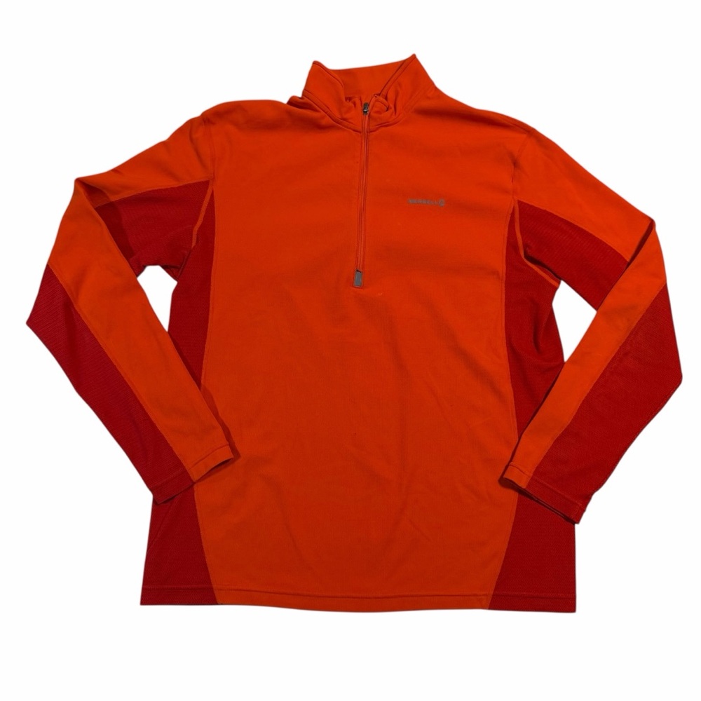 Merrell Trimaran Half Zip Running Shirt Orange Men’s Medium UPF 20 JMF20739